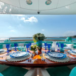 Meal aboard a luxury yacht