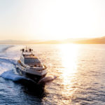 Superyacht at sunset