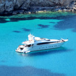 Luxury yacht moored in the Mediterranean Sea